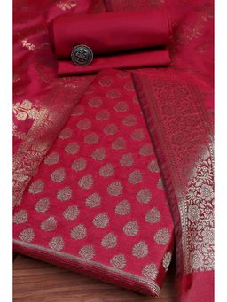Biba - Women Pink Chanderi Banarasi Print Unstitched Kurta with Bottom and Dupatta