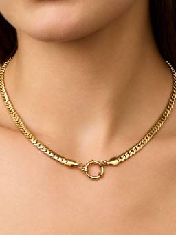 AQUASTREET - Linked Chain Necklace With Open Clasp 18K Plated Waterproof Anti-Tarnish