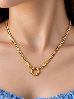 AQUASTREET - Linked Chain Necklace With A Open Clasp 18K Plated Waterproof Anti-Tarnish