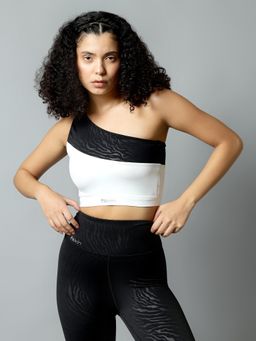 Fitkin - Womens One Shoulder Animal Print Sports Bra