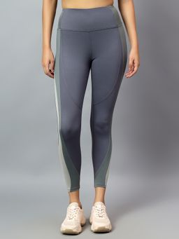 Fitkin - Womens Grey Colorblock High Waist Curve Sculpting Tights