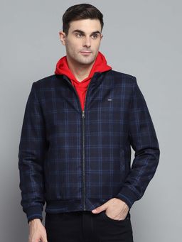 Monte Carlo - Men's Checks Navy Blue Sweatshirt