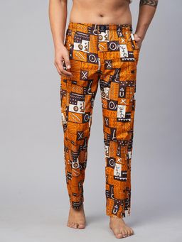 Urban Scottish - Men Orange Cotton Printed Lounge Pants