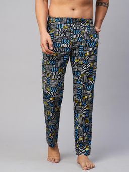 Urban Scottish - Men Black Cotton Printed Lounge Pants