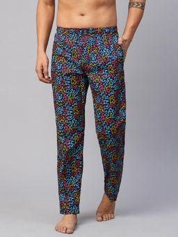 Urban Scottish - Men Black Cotton Printed Lounge Pants