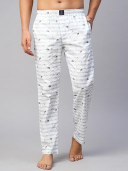 Urban Scottish - Men White Cotton Printed Lounge Pants