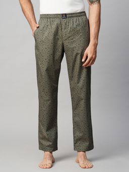 Urban Scottish - Men Olive Printed Regular Fit Cotton Pyjama
