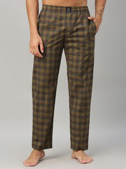 Urban Scottish - Men Brown Classic Checkered Cotton with Side Pockets Lounge Pant