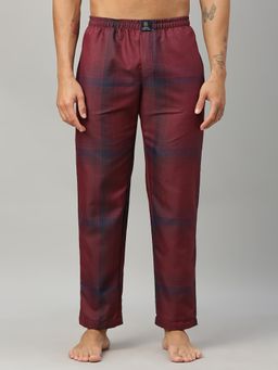 Urban Scottish - Men Maroon Classic Checkered Cotton with Side Pockets Lounge Pant