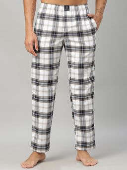 Urban Scottish - Men White Classic Checkered Cotton with Side Pockets Lounge Pant
