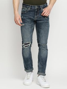 Spykar - Dark Blue Cotton Slim Fit Narrow Length Jeans for Men (Skinny)