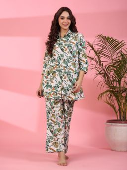 SAY - Women Pure Woven Cotton Multi-Color Shirt with Pant (Set of 2)