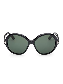 Tom Ford Eyewear - Green Acetate Women Round Sunglass (FT1282 60 01N) (60)