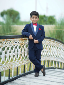 devils n angels - Navy Blue Coat Suit for Party for Boys (Set of 5)