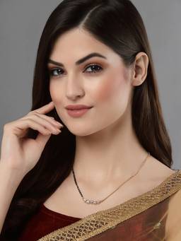 PANASH - Gold Plated AD Stone and Black Beads Mangalsutra