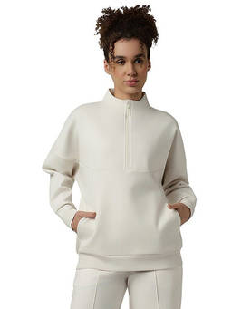 ASICS - Half Zip 3D Emb Cream Sweatshirt