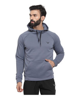 INVINCIBLE - Grey Mens Fashion Box Fleece Hoodie