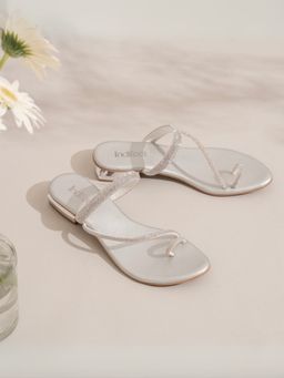 Indifeet - Silver Fancy & Trendy Embellished Ethnic Block Sandal Heels