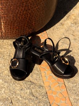 Indifeet - Black Stylish Block Sandal Heels
