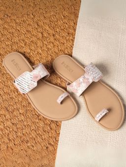 Indifeet - Brown Soft Sequined Toe Ring Ethnic Flats