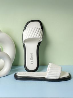 Indifeet - White Colorblocked Stylish and Trending Flats