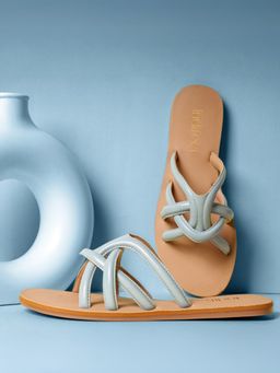 Indifeet - Powder Blue Trendy Design Flats with Stylish Upper Straps