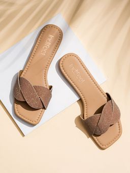 Indifeet - Intertwined Rose Gold Metallic Finish Trending Ethnic and Party Flats