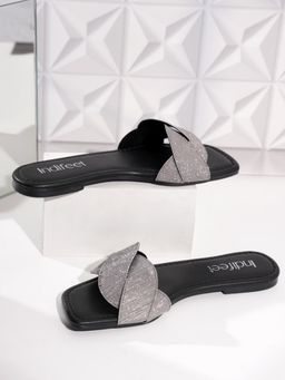 Indifeet - Intertwined Silver Metallic Finish Trending Ethnic and Party Flats
