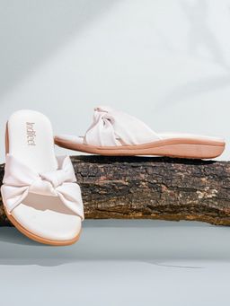 Indifeet - White Stylish Flats with Latest Trendy Knotted and Textured Upper