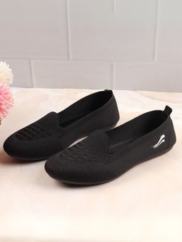 Indifeet - Black Casual Daily Soft Mesh Ballerinas with Memory Insole and Flexible Outsole