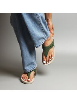 Indifeet - Olive Green Comfortable and Casual Rubber Slip On Flipflops