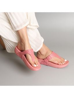 Indifeet - Peach Comfortable and Casual Rubber Slip On Flipflops