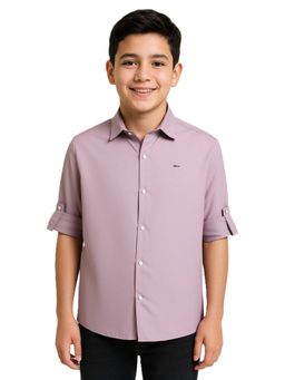 CHARCHIT - Boys Lavender Full Sleeves Solid Shirt