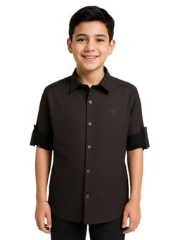 CHARCHIT - Boys Brown Full Sleeves Solid Shirt