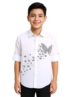 CHARCHIT - Boys White Full Sleeves Embellished Shirt