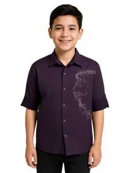 CHARCHIT - Boys Purple Full Sleeves Embellished Shirt