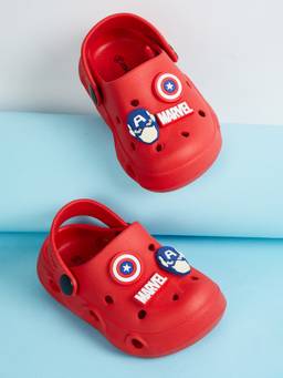 max - Boys Red Captain America Clogs with Charms