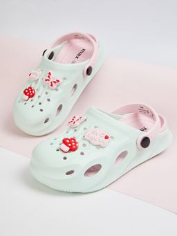 max - Girls Green Clogs with Charms