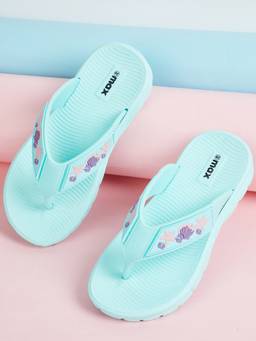max - Girls Blue Printed Flipflops