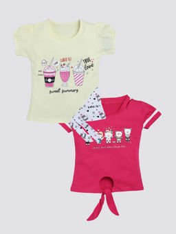 Nottie Planet - Girls Fancy Printed Top (Pack of 2)