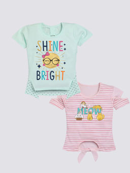 Nottie Planet - Girls Fancy Printed Top (Pack of 2)