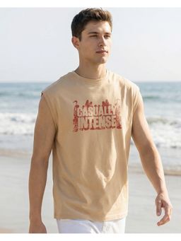 Bewakoof - Ginger Root Brown Casually Intense Typography Boxy Fit Vest