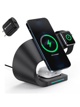 SEVENAIRE - D1800 3-in-1 MagSafe Charger for iPhone 12,13, iWatch 7 to 2 ,Airpods + 18W adapter(Black)