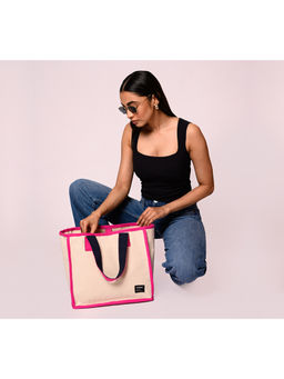 Earth Bags - Soho Dual Colour Tote Bag Cream & Pink
