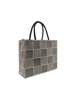 Earth Bags - Geometric Houndstooth Checks with Zipper Black