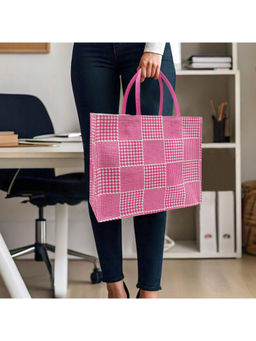 Earth Bags - Geometric Houndstooth Checks with Zipper Pink