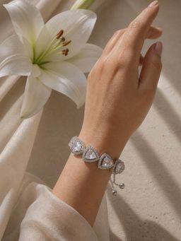 SUGARFRILL - Rhodium Plated AD and CZ Triangle Bracelet