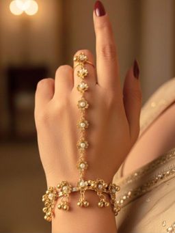 SUGARFRILL - Gold Plated Floral Ring with Hand Harness