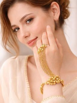 SUGARFRILL - Gold Plated Hand Harness with Double Ring Chain
