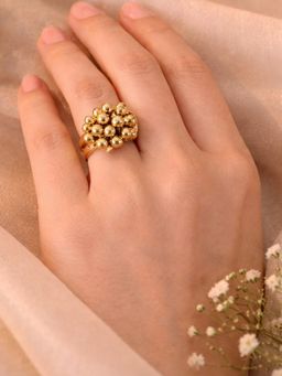 SUGARFRILL - Gold Plated Cluster Beaded Statement Ring